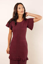 Load image into Gallery viewer, Ivah Fitted Patterned Dress in Burgundy