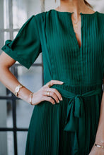 Load image into Gallery viewer, Pleated Midi Dress in Green