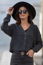 Load image into Gallery viewer, Raven Cropped Cardigan in Charcoal