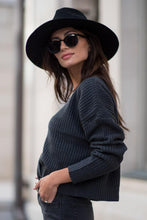 Load image into Gallery viewer, Raven Cropped Cardigan in Charcoal