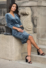 Load image into Gallery viewer, Ice Queen Velvet Dress in Blue