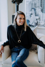 Load image into Gallery viewer, Dolman Cowl Neck Top in Black