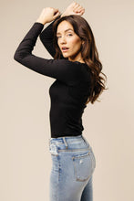 Load image into Gallery viewer, Reese Ribbed Long Sleeve in Black - FINAL SALE