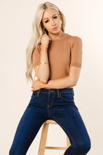 Load image into Gallery viewer, Daily Prep Short Sleeve Sweater in Camel - FINAL SALE