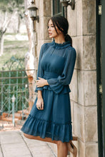 Load image into Gallery viewer, Crystal Ruffle Dress in Teal