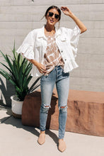 Load image into Gallery viewer, Emelie Ruffle Denim Jacket in White