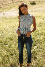 Load image into Gallery viewer, Blue Dawn Ruffle Top