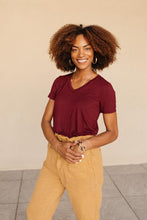 Load image into Gallery viewer, Essentials V Neck Tee in Berry