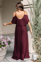 Load image into Gallery viewer, Toni Off the Shoulder Maxi Dress in Burgundy