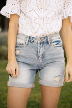 Load image into Gallery viewer, Mid Rise Distressed Denim Shorts