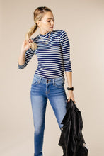 Load image into Gallery viewer, This Chic Blue & White Mock Neck Top-FINAL SALE
