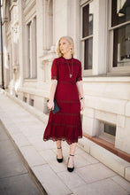 Load image into Gallery viewer, Maria Dot Dress in Wine
