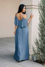 Load image into Gallery viewer, Toni Off the Shoulder Maxi Dress in Slate Blue
