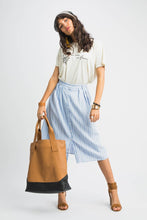 Load image into Gallery viewer, Poppy Pinstripe Blue Midi Skirt
