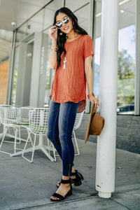 A Stone's Throw Striped Tunic in Rust
